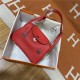 Hermes Lindy 26/30cm Bag Clemence Leather In Red WAX High