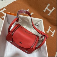 Hermes Lindy 26/30cm Bag Clemence Leather In Red WAX High