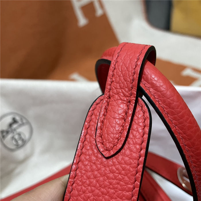 Hermes Lindy 26/30cm Bag Clemence Leather In Red WAX High