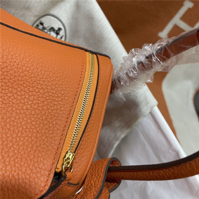 Hermes Lindy 26/30cm Bag Clemence Leather In Orange Gold-Metal WAX High