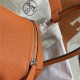 Hermes Lindy 26/30cm Bag Clemence Leather In Orange Silver-Metal WAX High