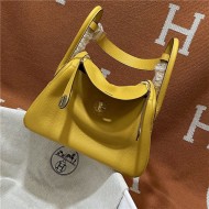 Hermes Lindy 26/30cm Bag Clemence Leather In Yellow Gold-Metal WAX High