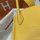 Hermes Lindy 26/30cm Bag Clemence Leather In Yellow Gold-Metal WAX High