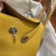 Hermes Lindy 26/30cm Bag Clemence Leather In Yellow Silver-Metal WAX High