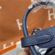 Hermes Lindy 26/30cm Bag Clemence Leather In Navy Silver-Metal WAX High