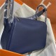 Hermes Lindy 26/30cm Bag Clemence Leather In Navy Gold-Metal WAX High