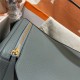 Hermes Lindy 26/30cm Bag Clemence Leather In Grey-Green Gold-Metal WAX High