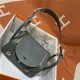 Hermes Lindy 26/30cm Bag Clemence Leather In Grey-Green Gold-Metal WAX High