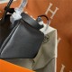 Hermes Lindy 26/30cm Bag Clemence Leather In Black Gold-Metal WAX High