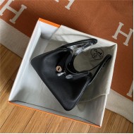 Hermes Lindy 26/30cm Bag Clemence Leather In Black Silver-Metal WAX High