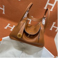 Hermes Lindy 26/30cm Bag Clemence Leather In Tan WAX High