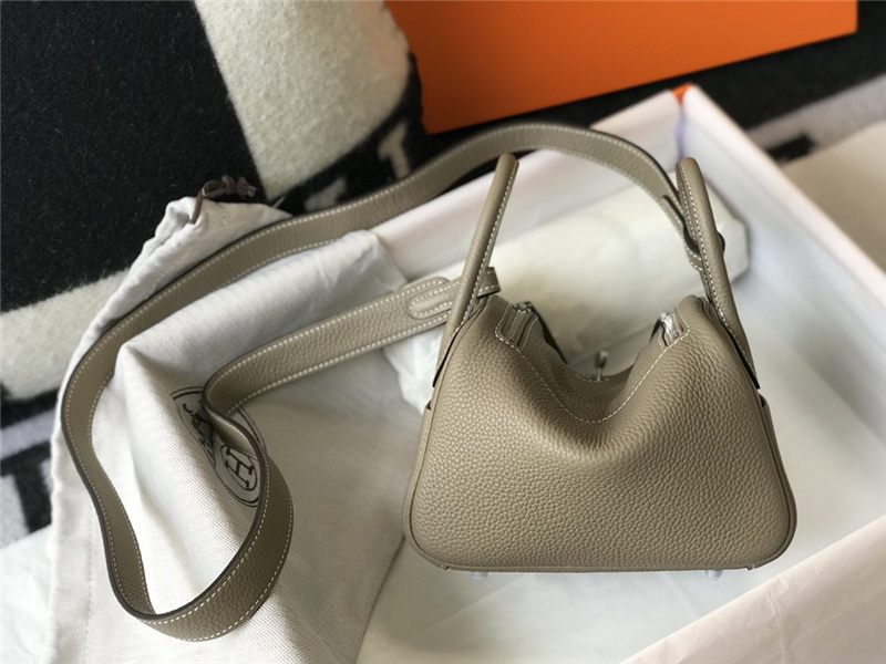 Hermes Lindy Mini Bag Calfskin Leather In Tourterelle High