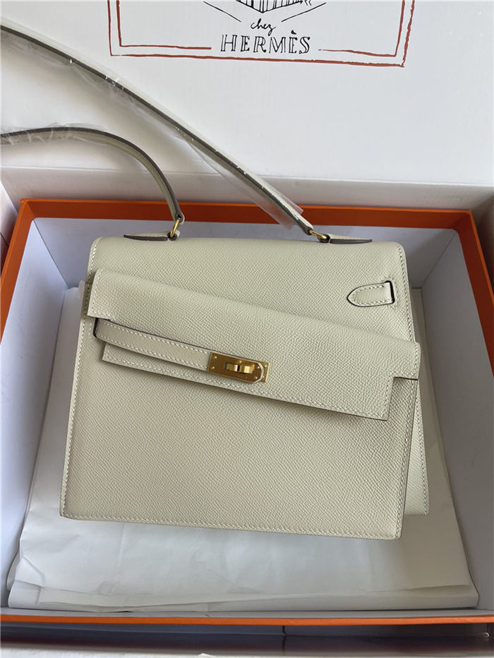 Hermes Kelly Sellier 25 Epsom WAX Cream White High