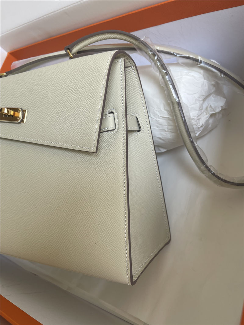 Hermes Kelly Sellier 25 Epsom WAX Cream White High