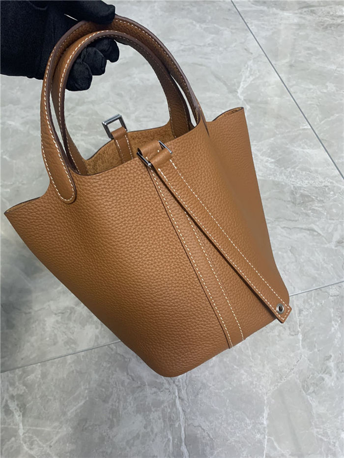 Hermes Picotin 18 Bag Clemence Leather In Camel High