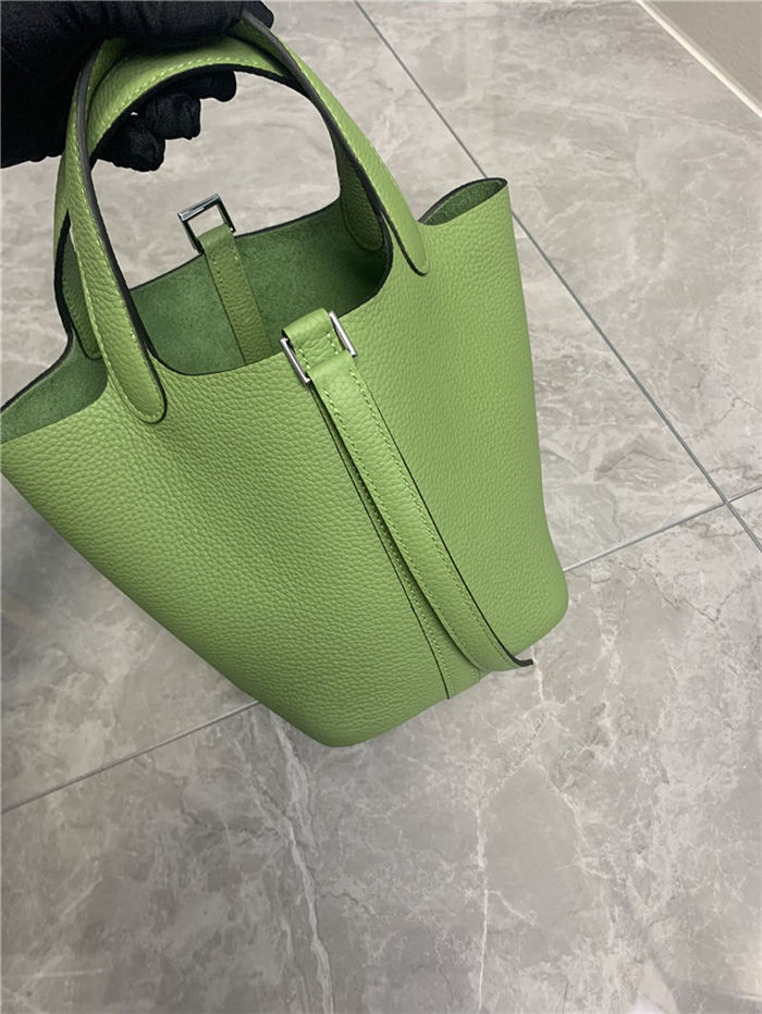 Hermes Picotin 18 Bag Clemence Leather In Lt-Green High