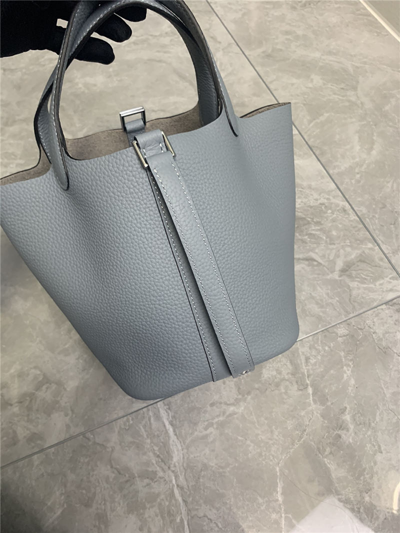 Hermes Picotin 18 Bag Clemence Leather In Grey High