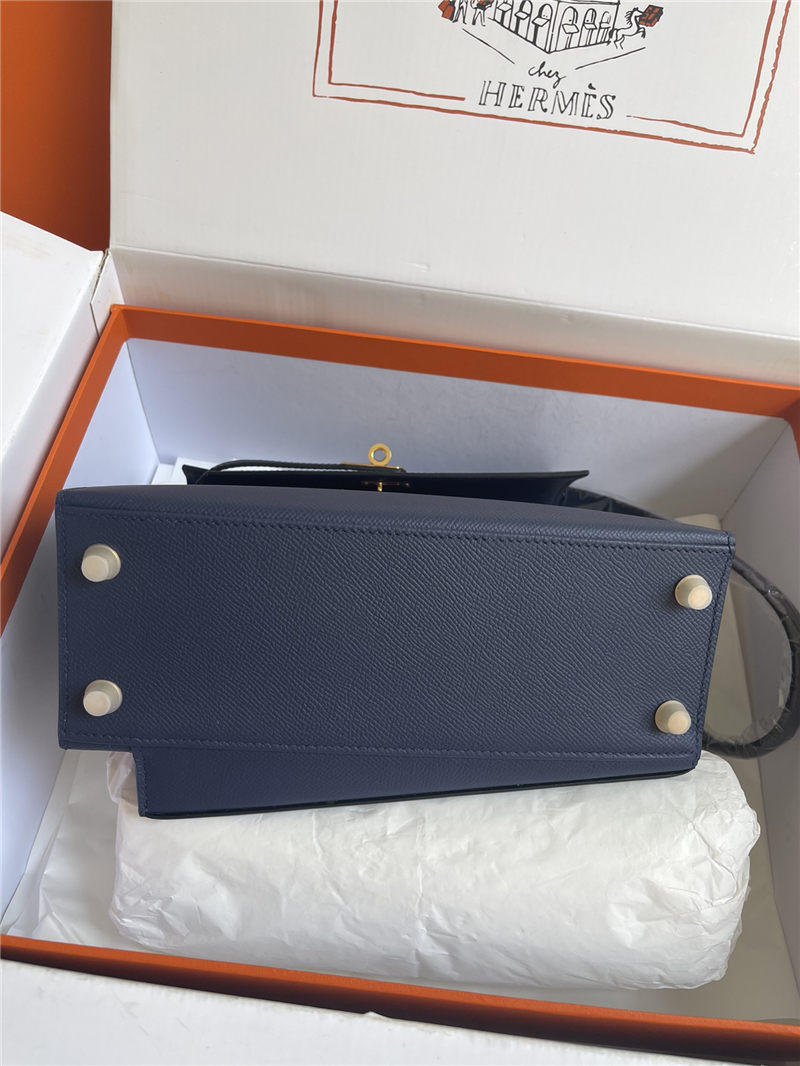 Hermes Kelly Sellier 25 Epsom WAX Navy Blue High