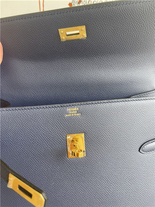 Hermes Kelly Sellier 25 Epsom WAX Navy Blue High