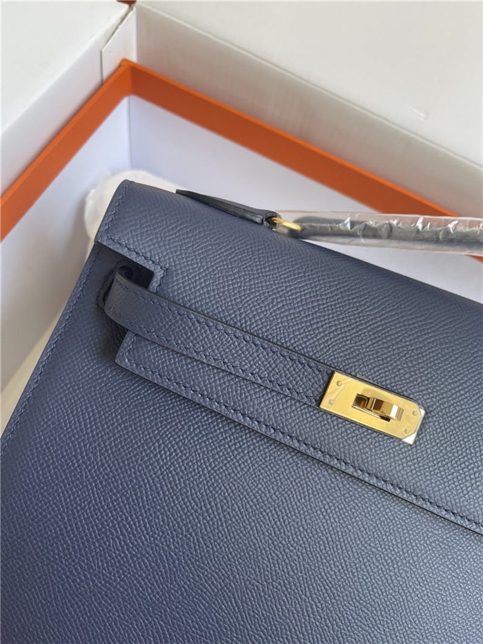 Hermes Kelly Sellier 25 Epsom WAX Navy Blue High