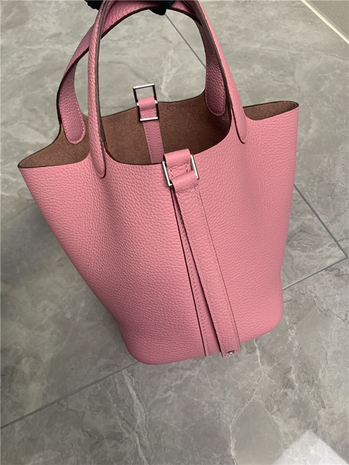 Hermes Picotin 18 Bag Clemence Leather In Pink High