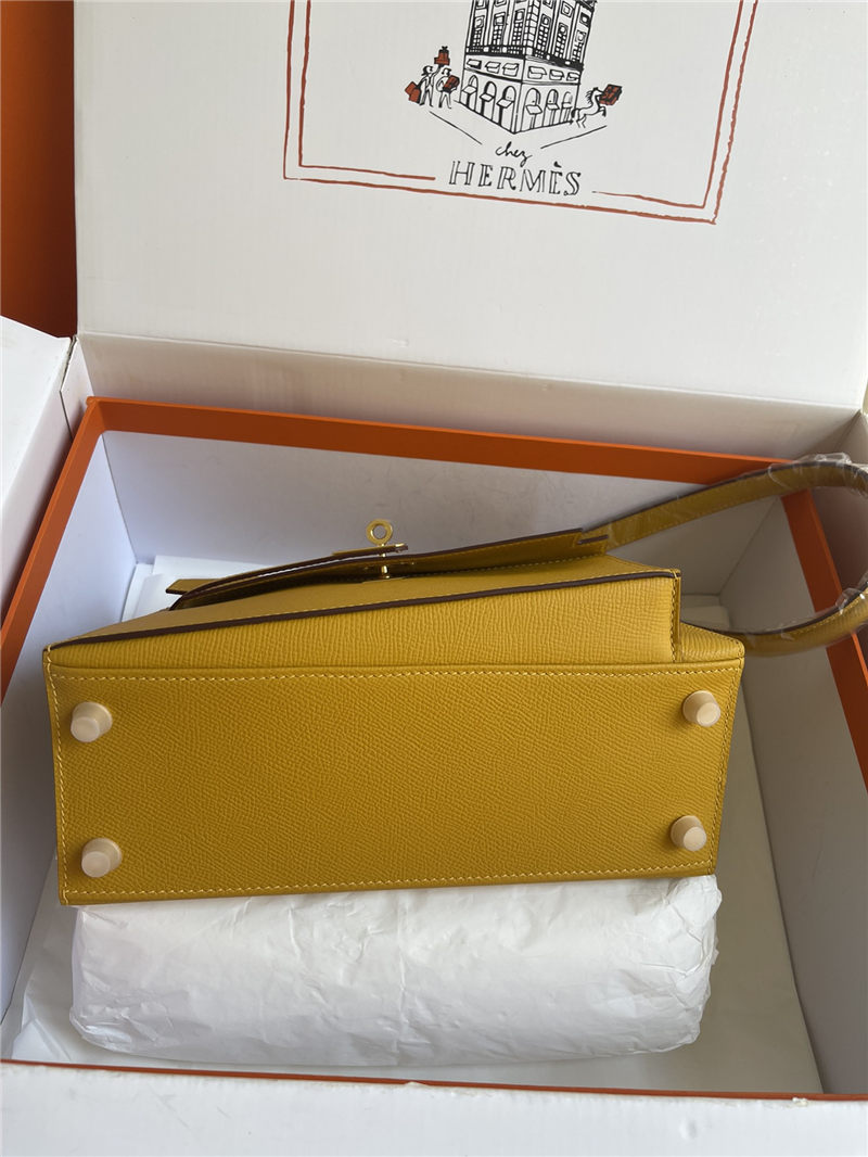 Hermes Kelly Sellier 25 Epsom WAX Yellow High