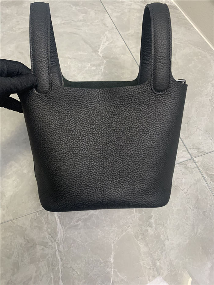 Hermes Picotin 18 Bag Clemence Leather In Black High