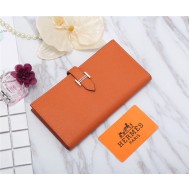 Hermes Bearn Gusset Wallet Epsom Calfskin In Orange High