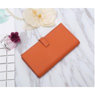 Hermes Bearn Gusset Wallet Epsom Calfskin In Orange High