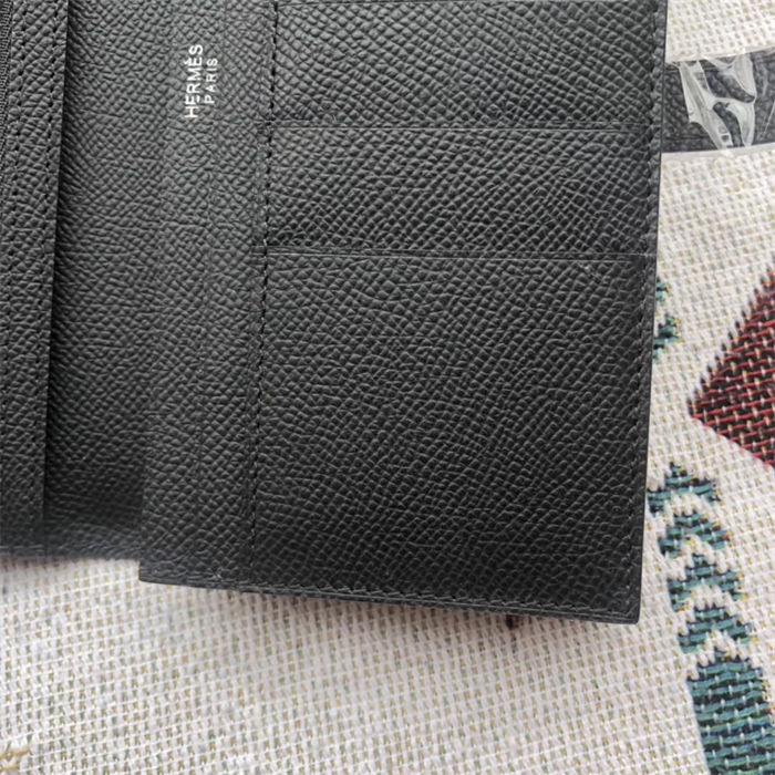 Hermes Bearn Gusset Wallet Epsom Calfskin Black High