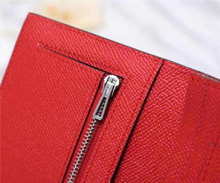 Hermes Bearn Gusset Wallet Epsom Calfskin In Red High