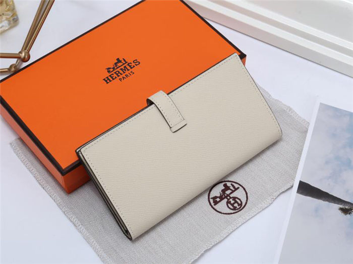 Hermes Bearn Gusset Wallet Epsom Calfskin In Beige High