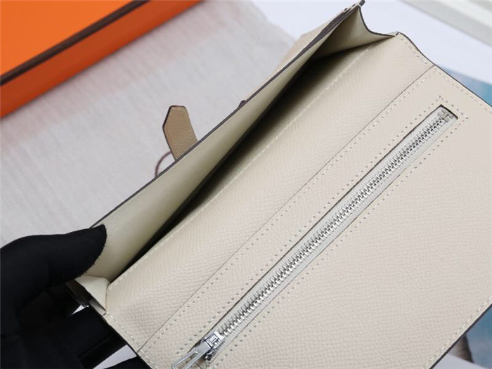 Hermes Bearn Gusset Wallet Epsom Calfskin In Beige High