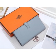 Hermes Bearn Gusset Wallet Epsom Calfskin In Grey-Blue High