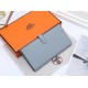 Hermes Bearn Gusset Wallet Epsom Calfskin In Grey-Blue High