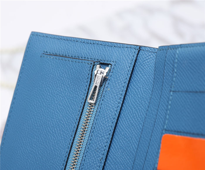 Hermes Bearn Gusset Wallet Epsom Calfskin In Denim-Blue High