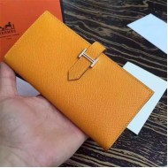 Hermes Bearn Gusset Wallet Epsom Calfskin In Mustard High