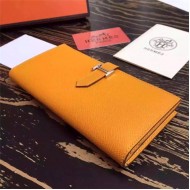 Hermes Bearn Gusset Wallet Epsom Calfskin In Mustard High