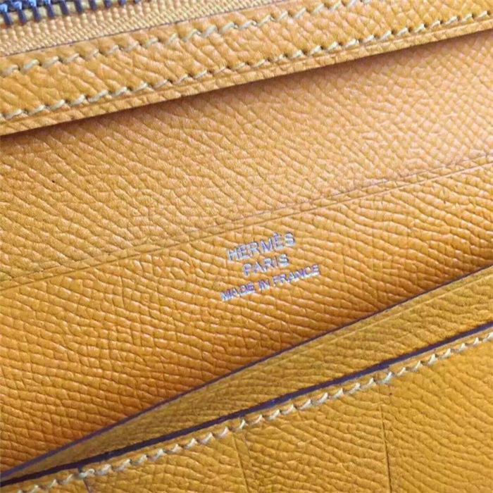 Hermes Bearn Gusset Wallet Epsom Calfskin In Mustard High