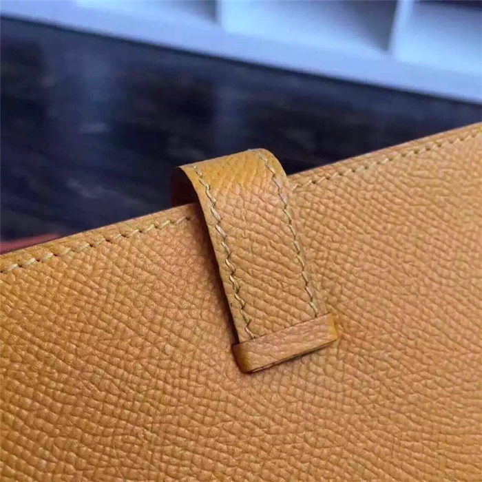 Hermes Bearn Gusset Wallet Epsom Calfskin In Mustard High