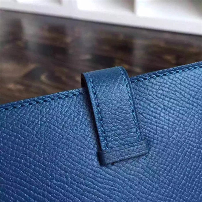 Hermes Bearn Gusset Wallet Epsom Calfskin In Dk-Blue High