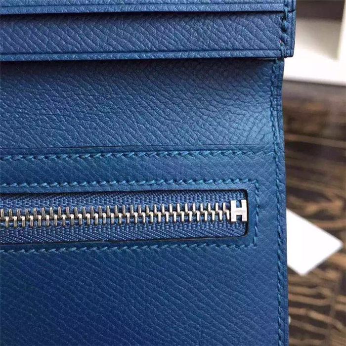 Hermes Bearn Gusset Wallet Epsom Calfskin In Dk-Blue High