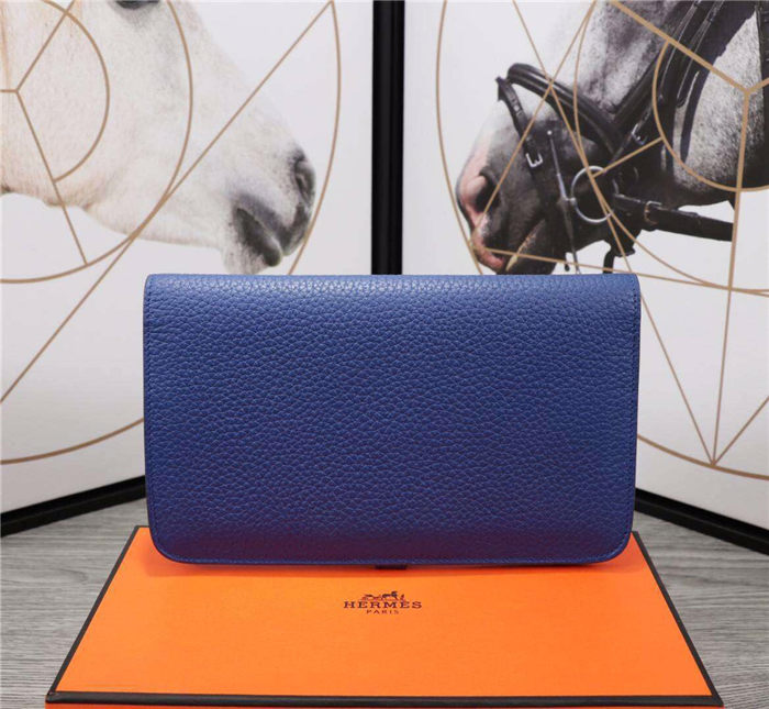 Hermes Dogon Combine Wallet Calfskin In Royal Blue High