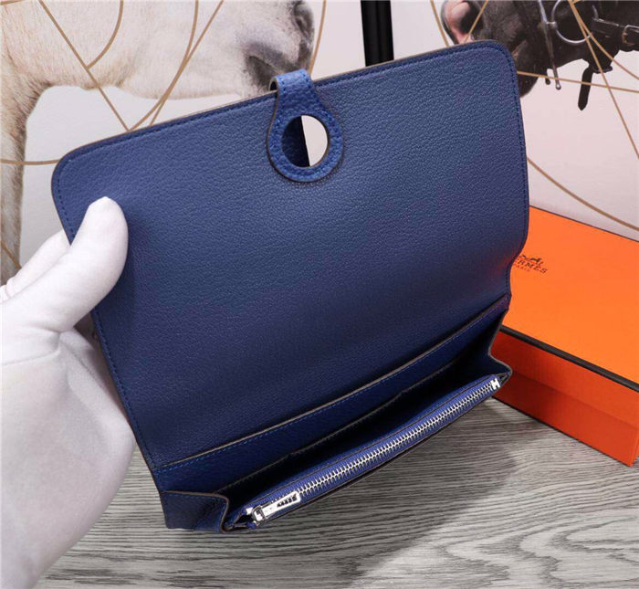 Hermes Dogon Combine Wallet Calfskin In Royal Blue High