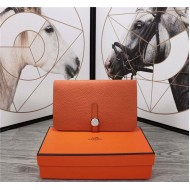 Hermes Dogon Combine Wallet Calfskin In Orange High