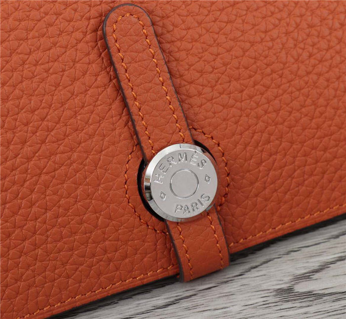 Hermes Dogon Combine Wallet Calfskin In Orange High