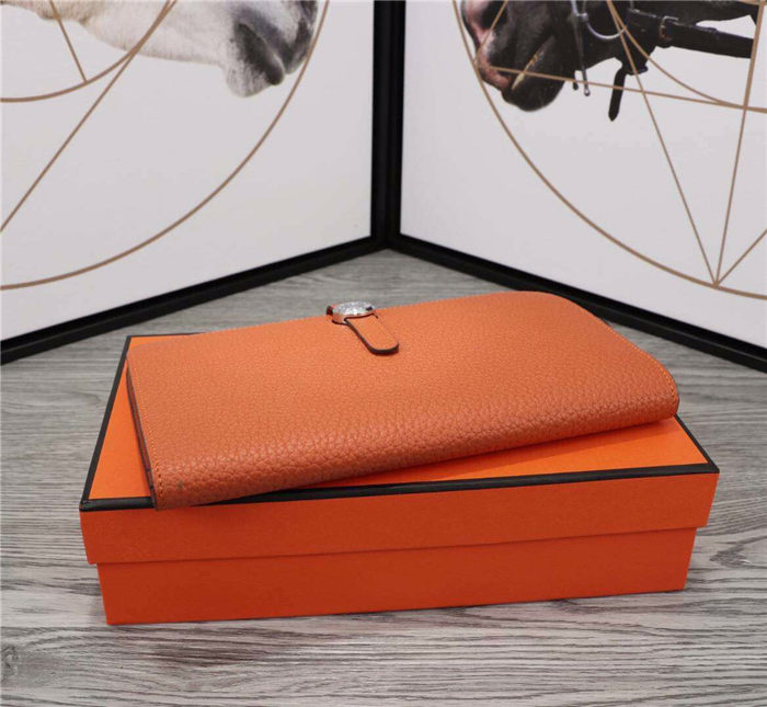 Hermes Dogon Combine Wallet Calfskin In Orange High