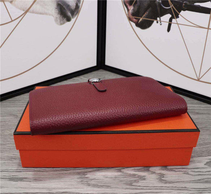 Hermes Dogon Combine Wallet Calfskin In Burgundy High