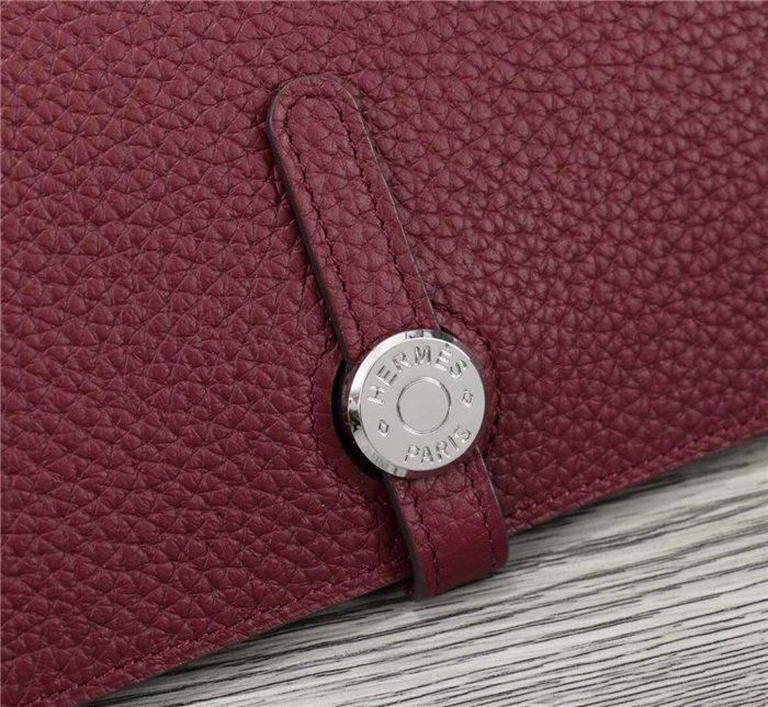 Hermes Dogon Combine Wallet Calfskin In Burgundy High