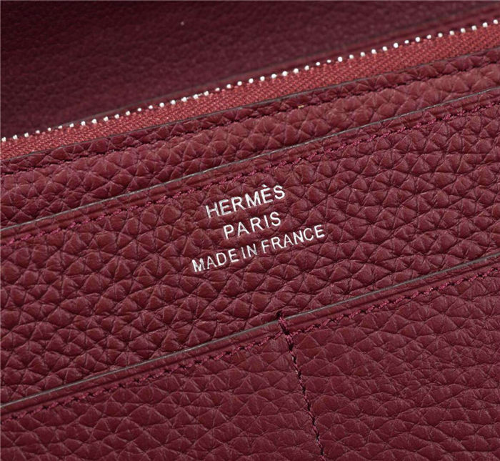 Hermes Dogon Combine Wallet Calfskin In Burgundy High